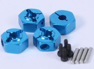 TRASCINATORI RUOTE DA 5mm 1/10 ALLUMINIO BLU ESAGONO 12mm 4pz
