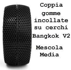 HotRace Gomme + cerchi Bianchi Bangkok v2 medie 2pz buggy 1/8 incollate cod.001-0133