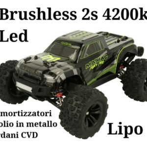 Maniac Fury Pro verde/nera Pro 4WD 1/16 Monster Truck Brushless con LED cod.RBT-MA00001