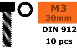 Viti testa a brugola 3x30mm 10pz in acciaio cod.SUGF-0100-022