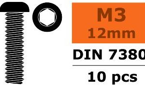 Viti testa tonda a brugola 3x12mm 10pz in acciaio cod.gf-0103-004