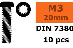 Viti testa tonda a brugola 3x20mm 10pz in acciaio cod.gf-0103-006