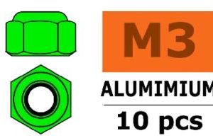 Dadi autobloccanti verdi M3 10pz  alluminio cod.gf-0400-031
