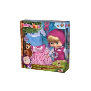 MASHA E ORSO BAMBOLA CON MELODIA E DUE ABITI, 30 CM