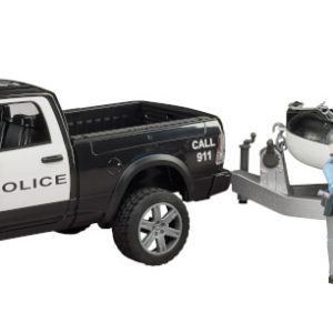 Bruder RAM 2500 pickup della polizia, modulo L+S, rimorchio, barca e 2 figure cod.02507