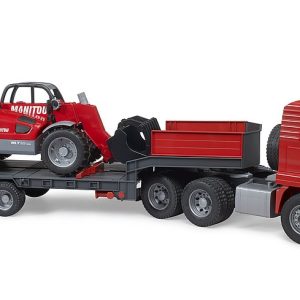 Bruder Camion MAN TGA con rimorchio a pianale ribassato e caricatore telescopico Manitou cod.02774