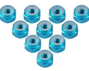 DADI RUOTE AZZURRI 10pz M4 IN ALLUMINIO AUTOBLOCCANTI  cod.GPEDLN-M4-LB