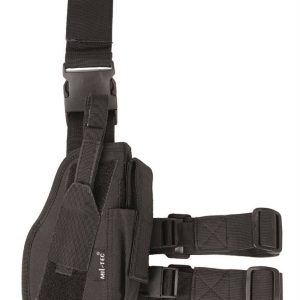 Fondina per pistola nera, aggancio cintura e gamba destra cod.16140002