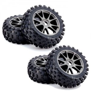 Gomme complete di cerchio Kyosho inferno neo 3.0 1/8 cerchio gunmetal cod.ifth004gmkc