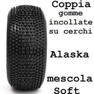 Hotrace Gomme + cerchi Alaska soft 2pz buggy 1/8 incollate cod.001-0423