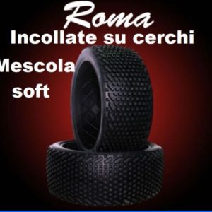 Hotrace Gomme + cerchi Roma soft 2pz buggy 1/8 incollate cod.001-0223