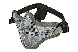 Softair Maschera protezione verde grigio rete in metallo cod.br-mk-14