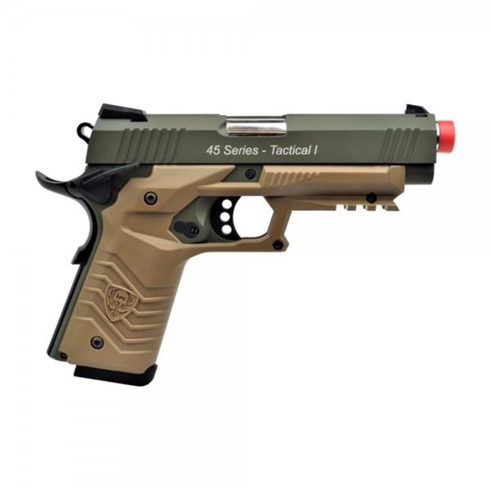Pistola full metal scarrellante a gas hg-171 tactical 1911 verde/tan doppie guancette cod.hg171g - immagine 2