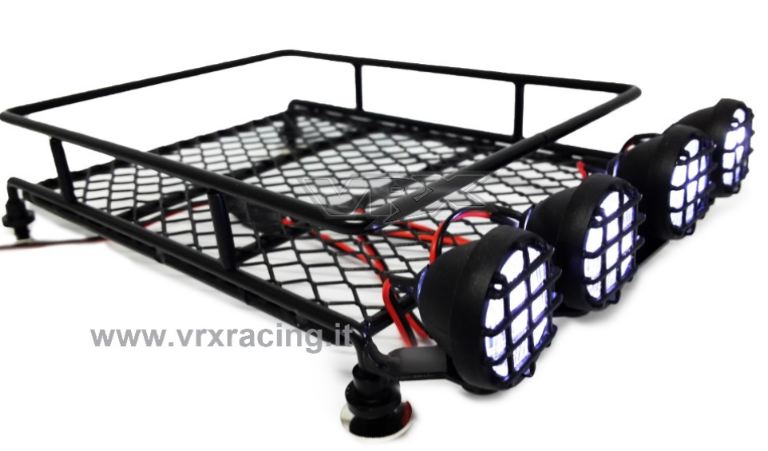Portabagagli in metallo nero con 4 luci led bianchi 1/10 1/8 cod.vrxl-048b - immagine 2