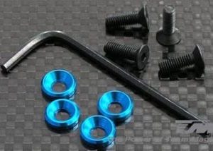 VITI + RONDELLE CONICHE DA 3mm 4pz IN ALLUMINIO blu cod.102622-3b