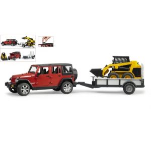 Bruder 02925 – Jeep Wrangler con rimorchio e ruspa Cat